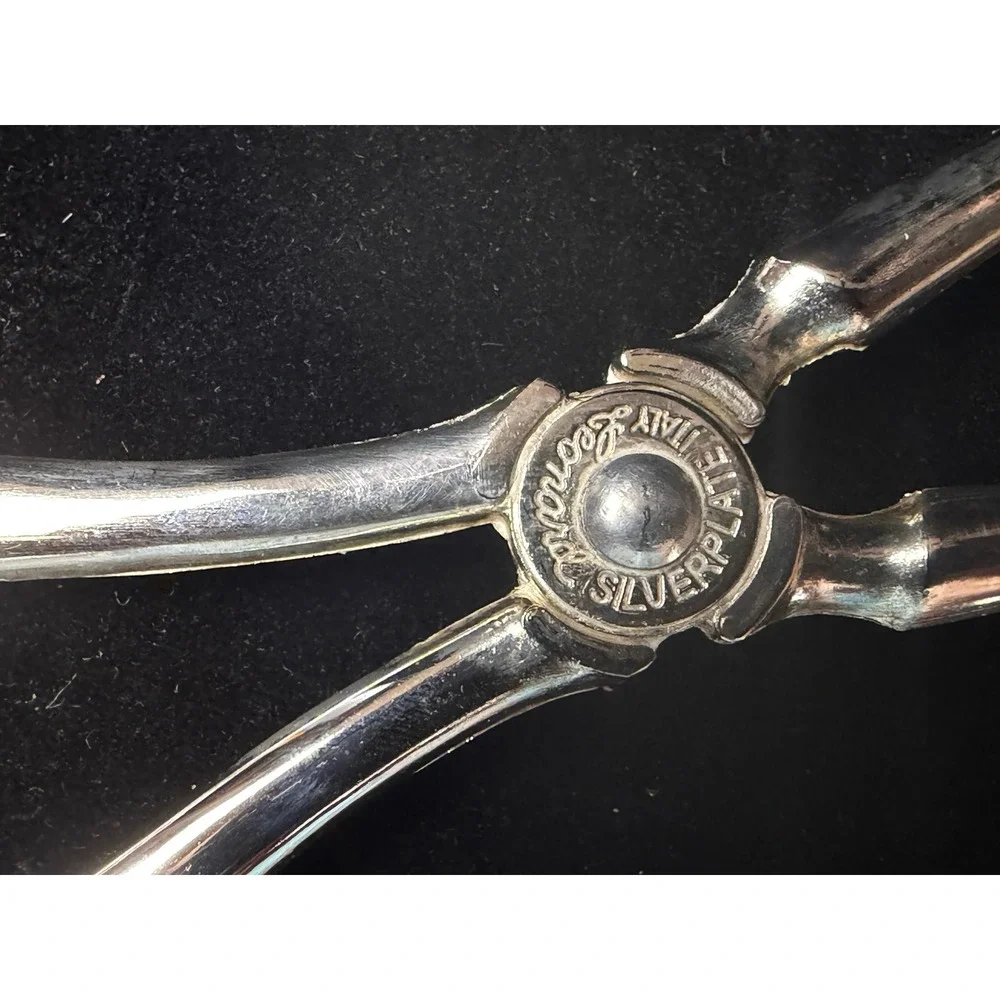 Leonard‎ Silverplate Italy Scissor Salad Tongs Vintage Serving Spoon Fork 8.5